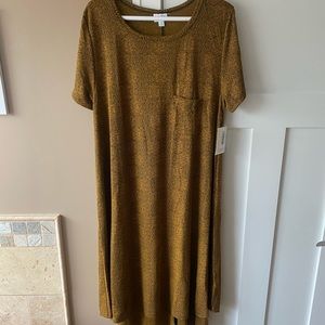 LuLaRoe 2XL Gold Jaquard Carly Dress